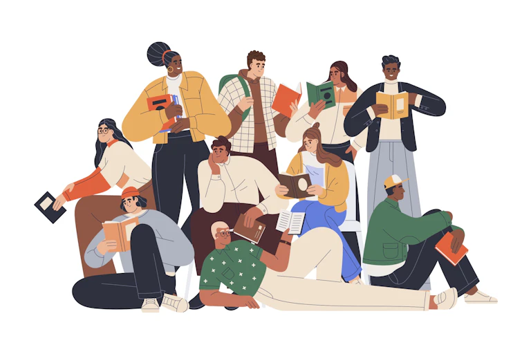 Illustration of a group reading