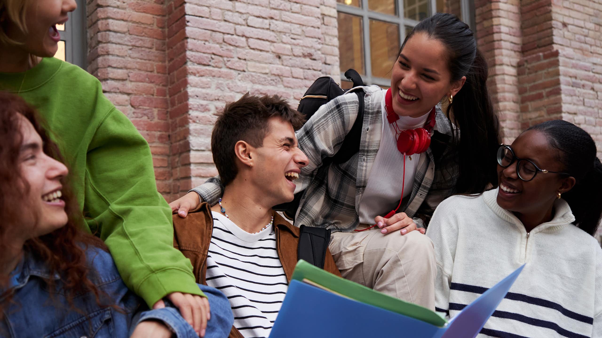 Students talking and laughing
