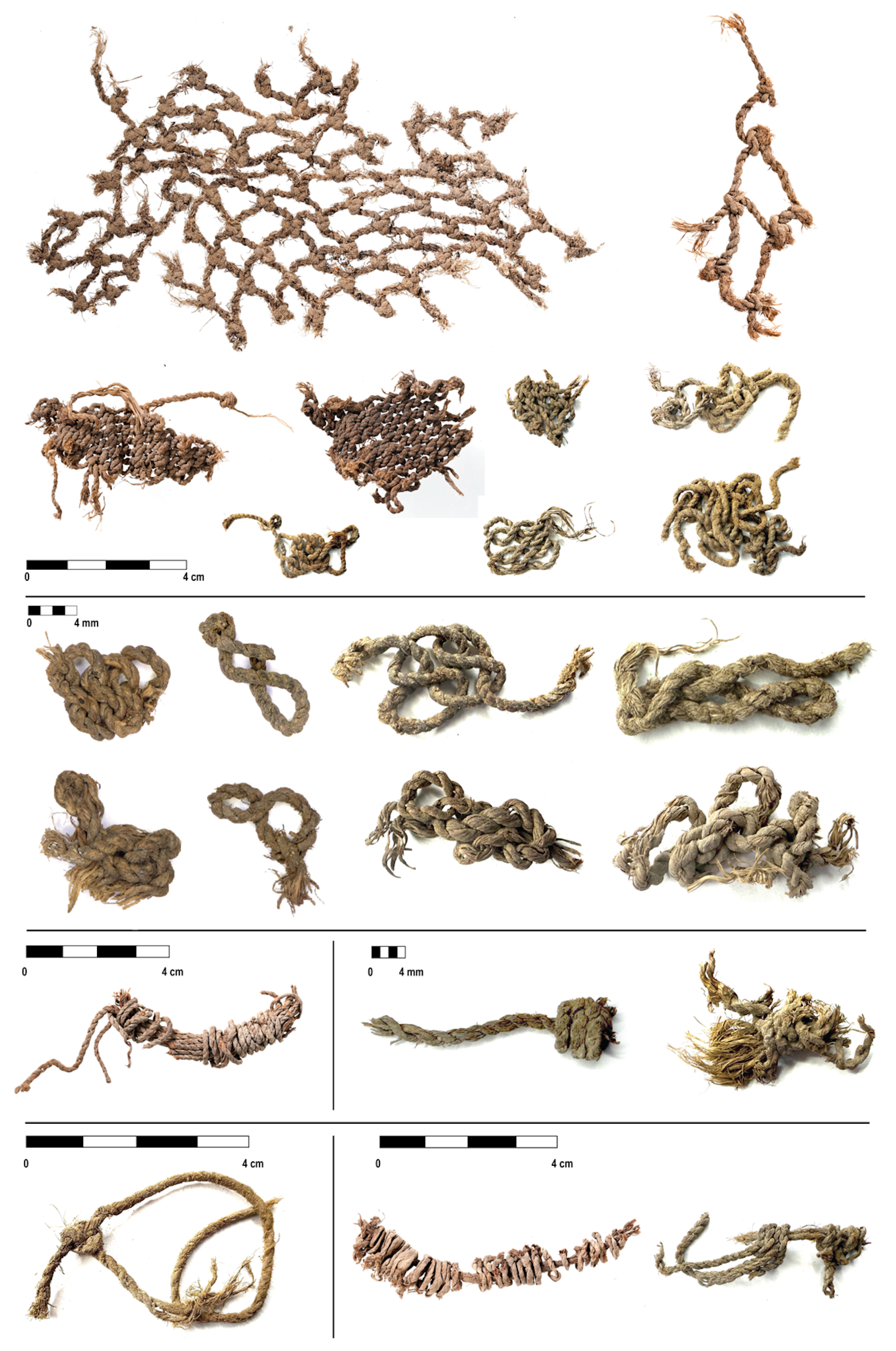 Fragments of string objects from an archaeological site