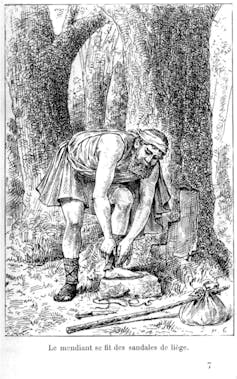 La fabrication de chaussures fait partie des nombreuses utilisations du liège, comme le témoigne cette gravure issue du livre Le liège et ses utilisations de Henri de Graffigny (1863-1934)