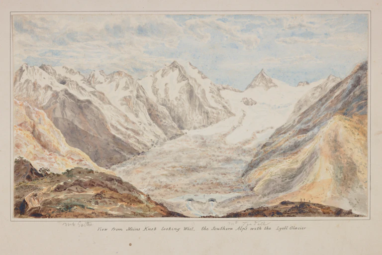 Haast’s 1866 watercolour painting of the Lyell Glacier.