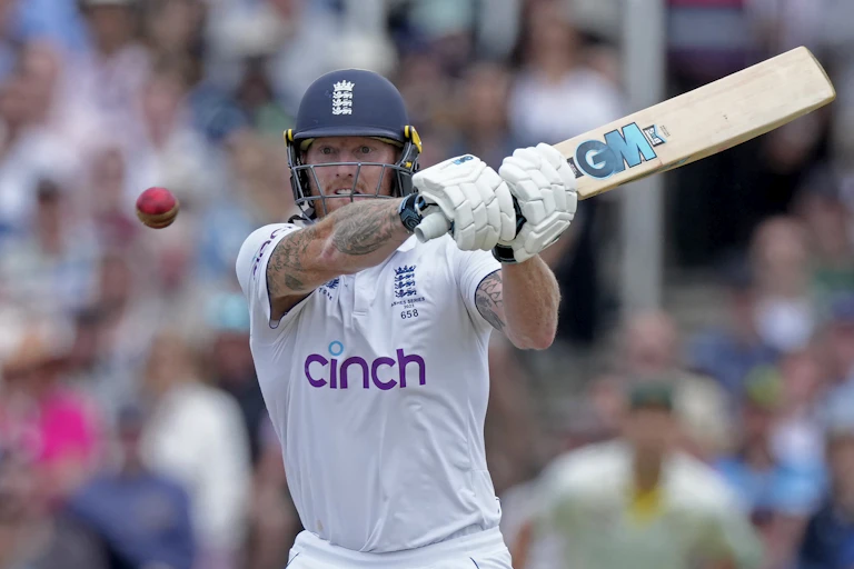England's Ben Stokes plays an aggressive stroke against Australia.
