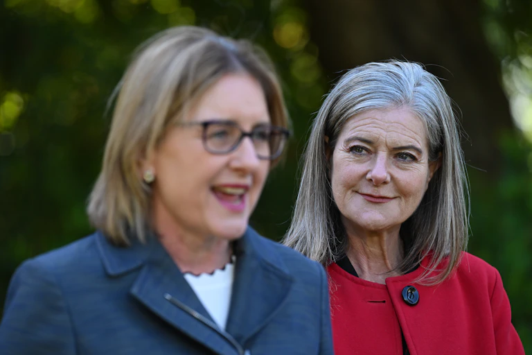 Victorian Premier Jacinta Allan and Attorney-General Sonya Kilkenny at a press conference