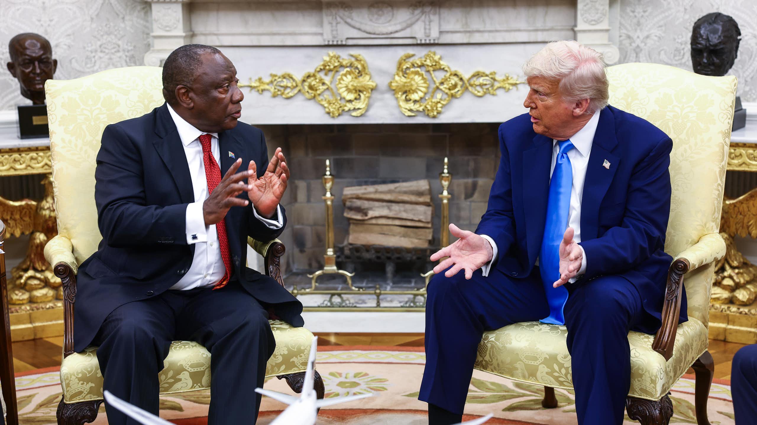 South African president Cyril Ramaphosa in the White House with US president Donald Trump.