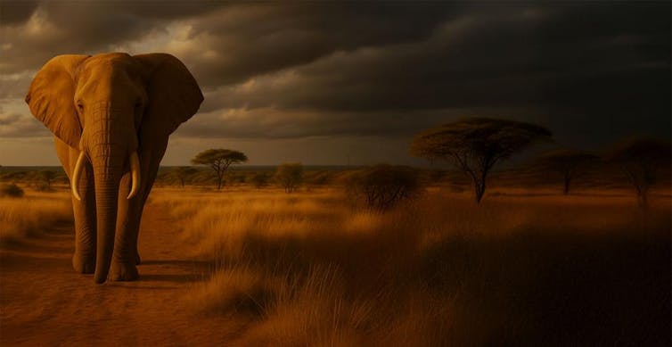 Image numérique d’un éléphant dans la savane