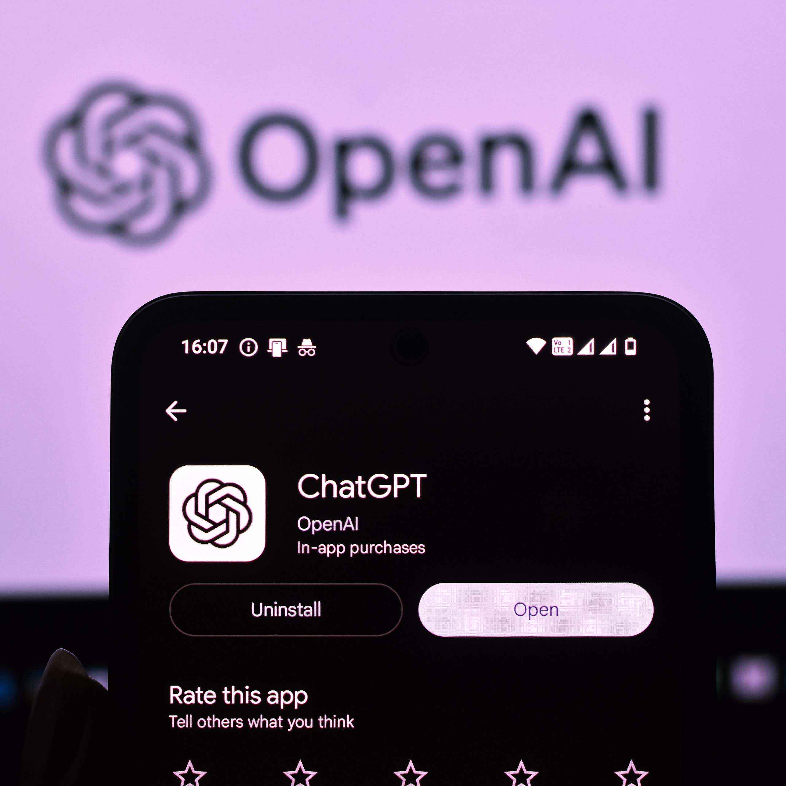 Vue sur un portable avec l'application OpenAI