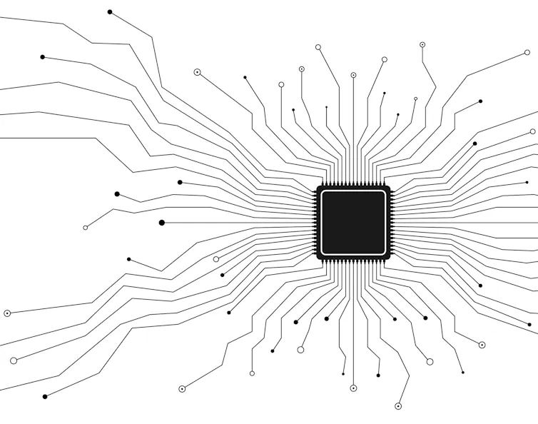 Illustration of a computer chip network