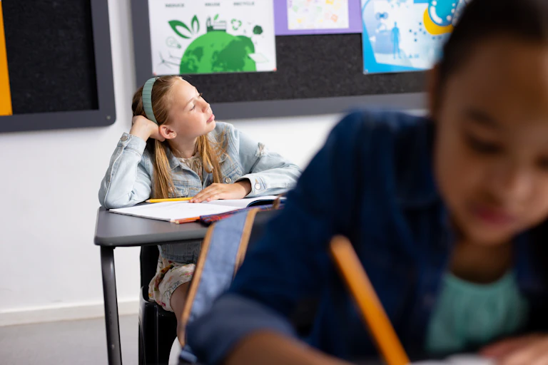 Children in a class test