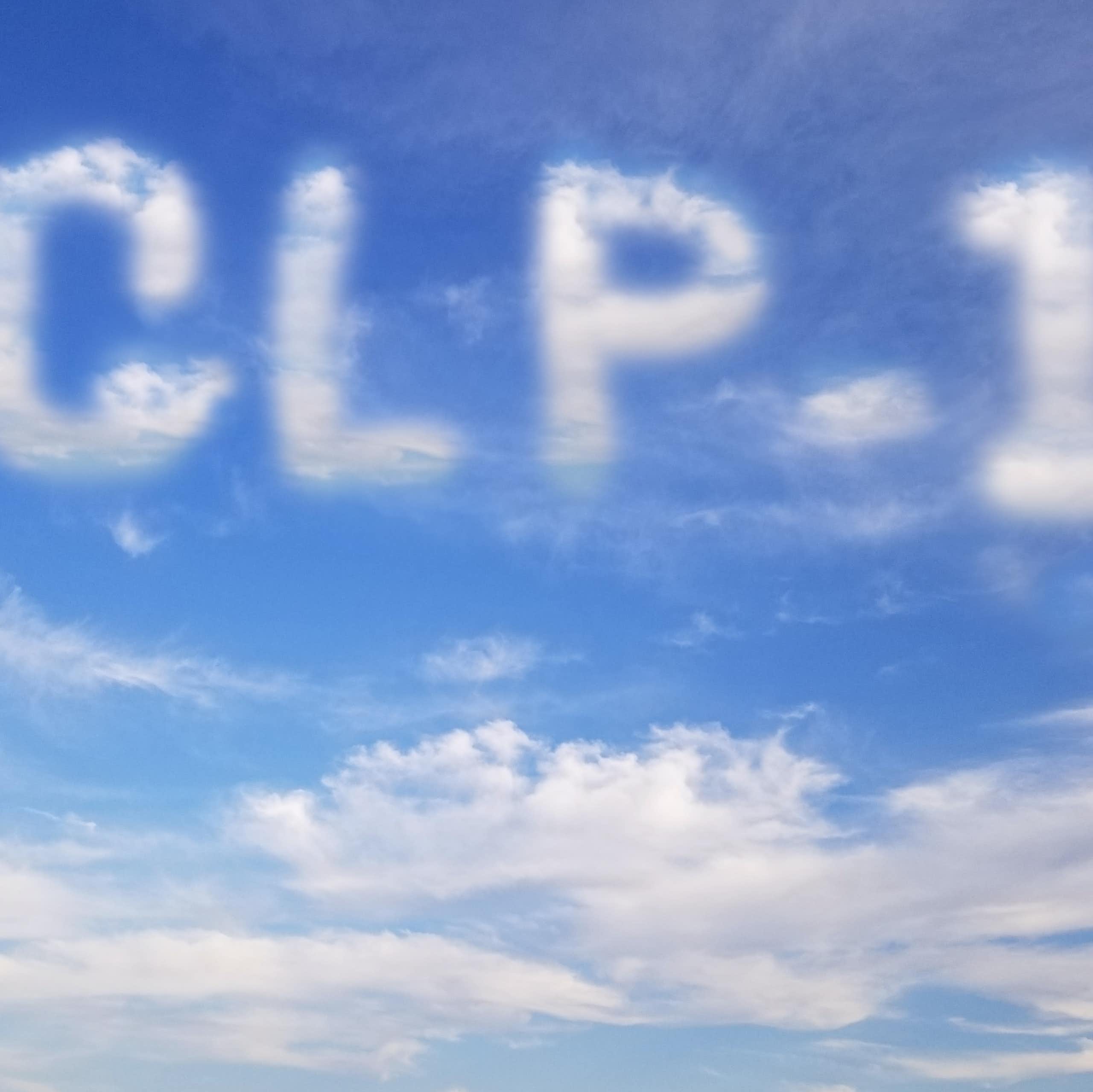 GLP-1 text spelled out in clouds in a blue sky
