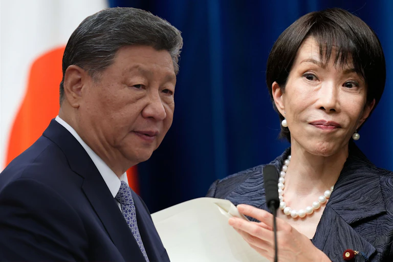 Images of Xi Jinping and Sanae Takaichi next to each other.