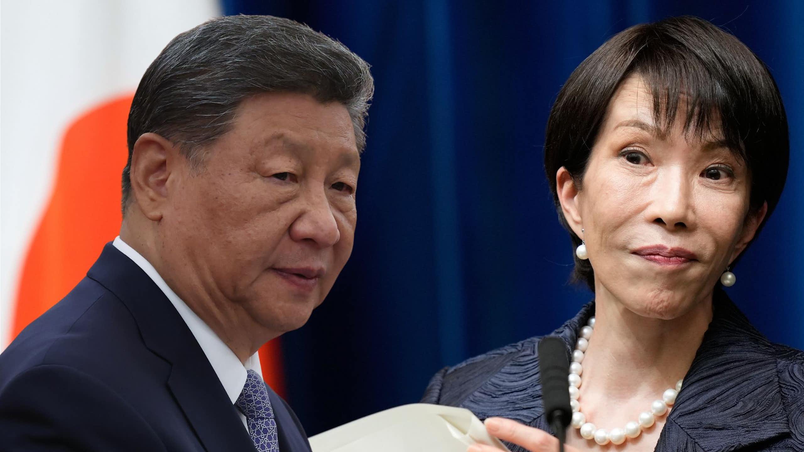 Images of Xi Jinping and Sanae Takaichi next to each other.