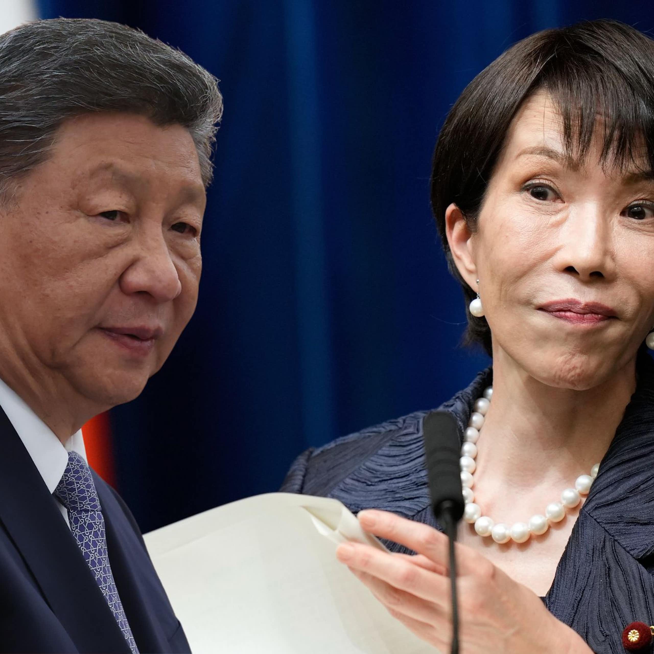 Images of Xi Jinping and Sanae Takaichi next to each other.