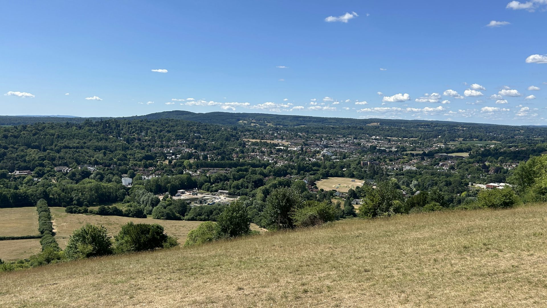 A view from the top of Box Hill of the city down below