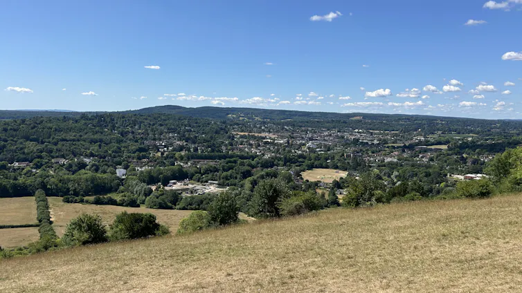 A view from the top of Box Hill of the city down below