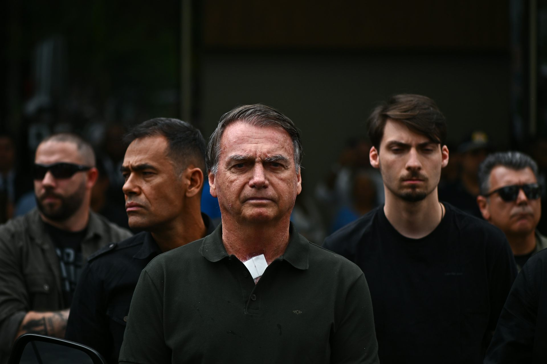 Jair Bolsonaro leaving a hospital in Brasilia.