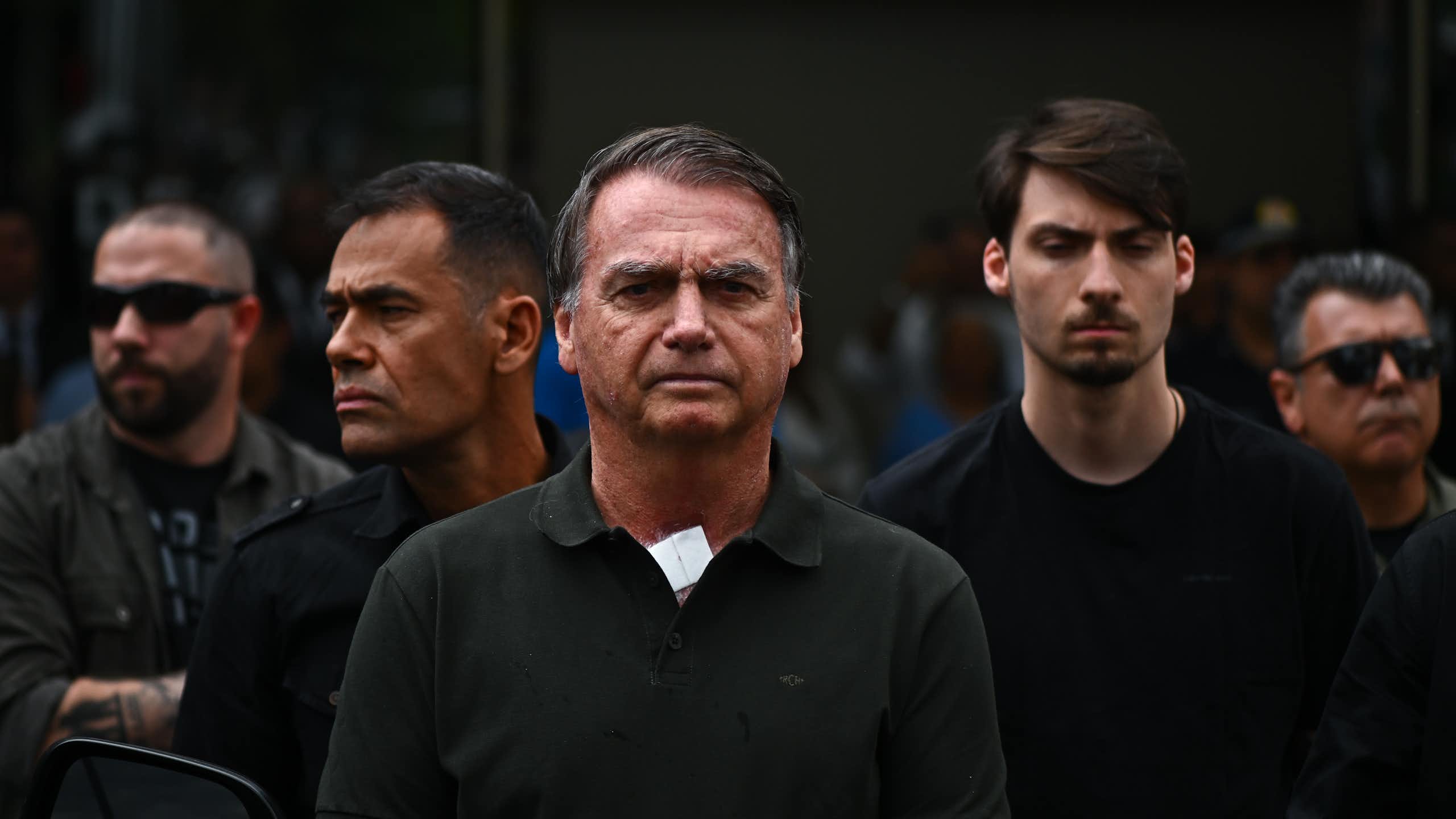 Jair Bolsonaro leaving a hospital in Brasilia.
