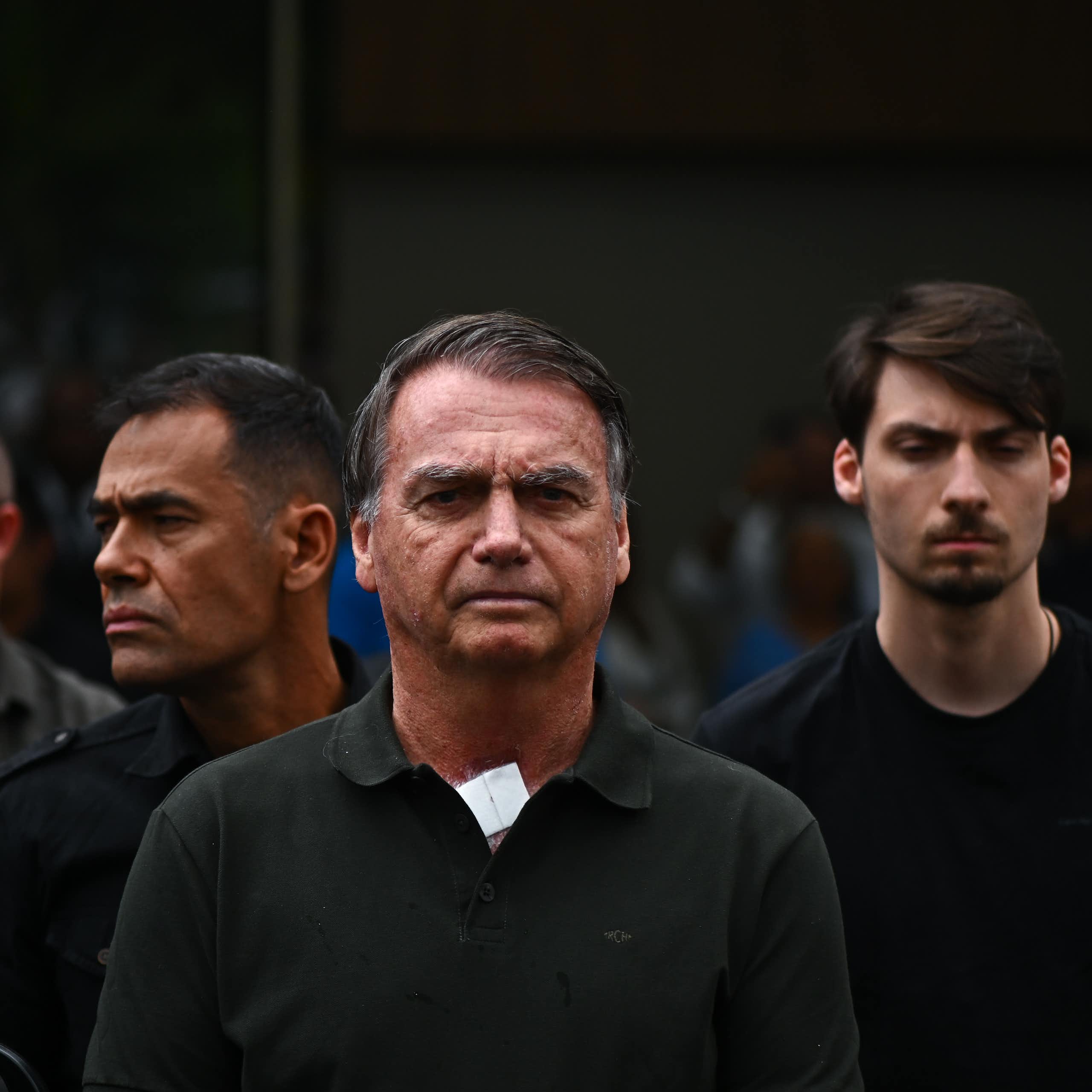 Jair Bolsonaro leaving a hospital in Brasilia.