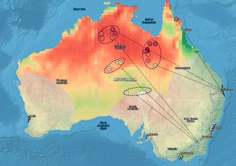 map of potential new long distance transmission lines.