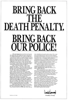 Donald Trump publicó anuncios a toda página en cuatro periódicos de la ciudad de Nueva York en 1989 en los que pedía al estado que adoptara la pena de muerte.