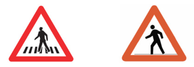 Exemples de piétons traversant la rue