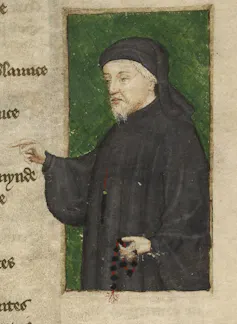 Portrait of Chaucer in a black cassock