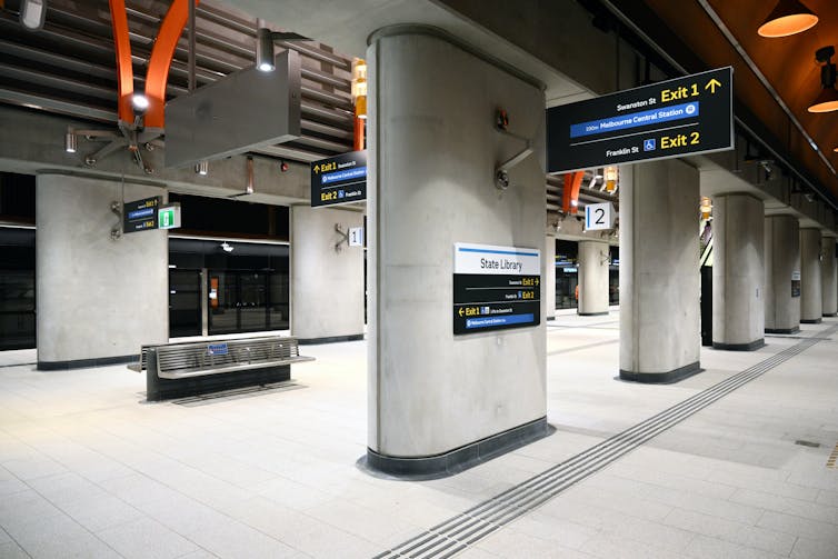 Photo of a train station.