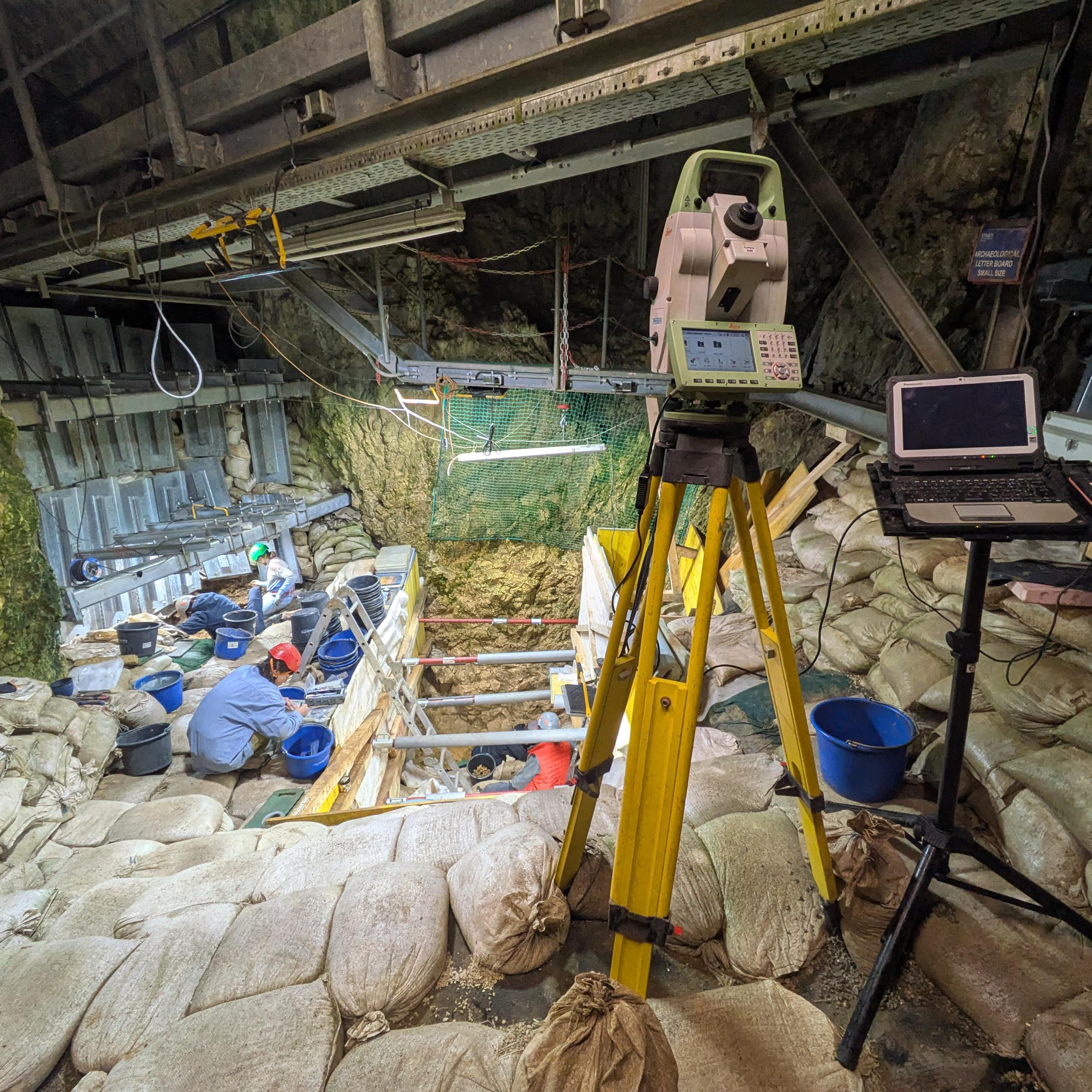 Excavation at Hohle Fels cave in Germany.