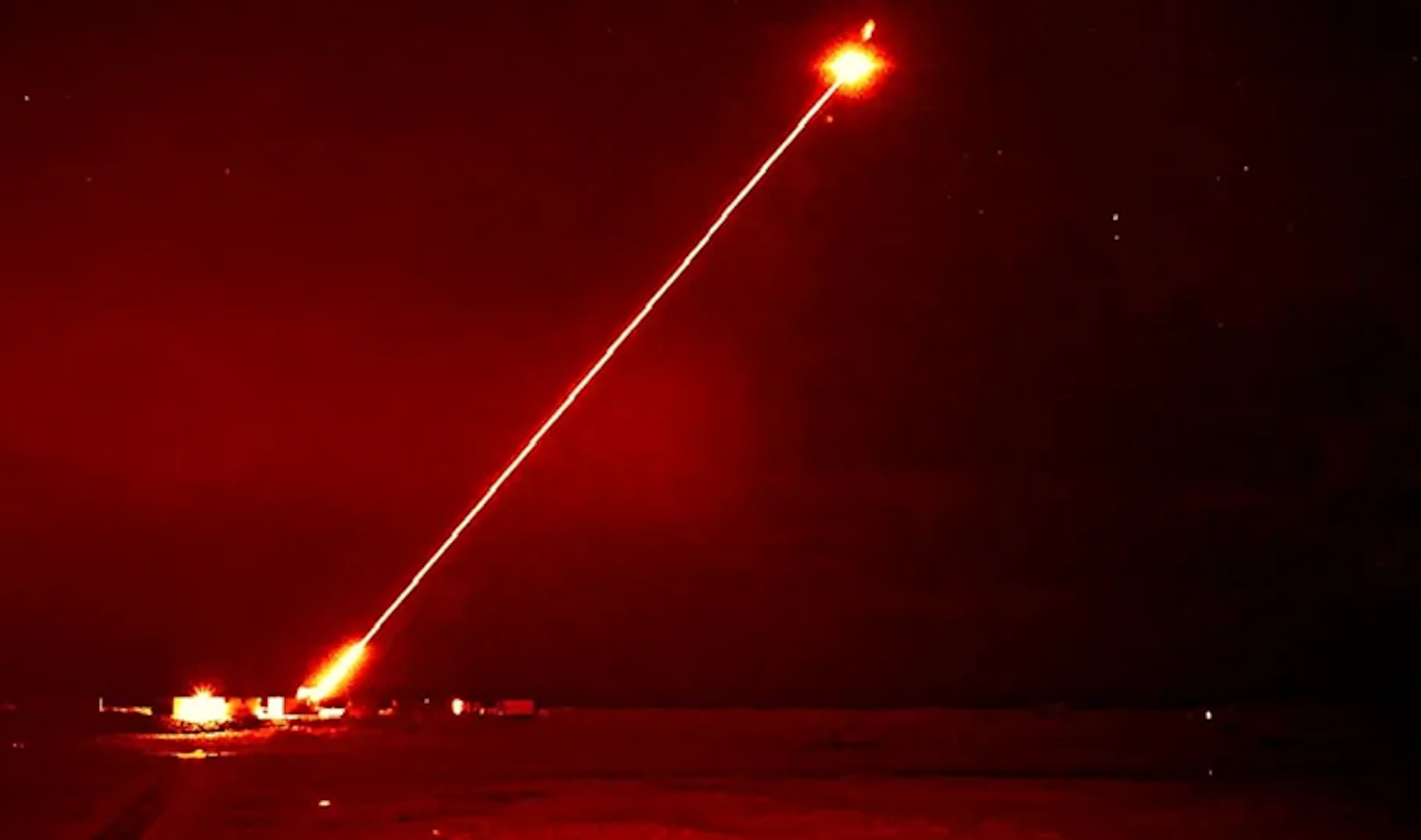 A DragonFire laser strikes a target in the sky.