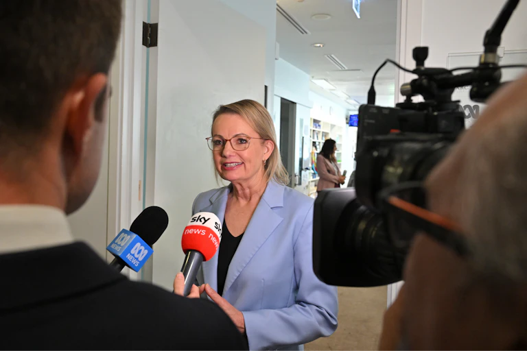 Sussan Ley talks to members of the media