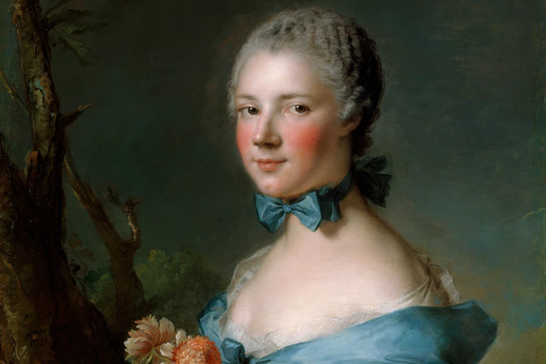 18th Century painting of a woman with flushed red cheeks.