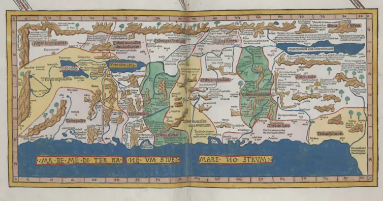 Map of Holy Land from Ptolemy's Cosmographia.