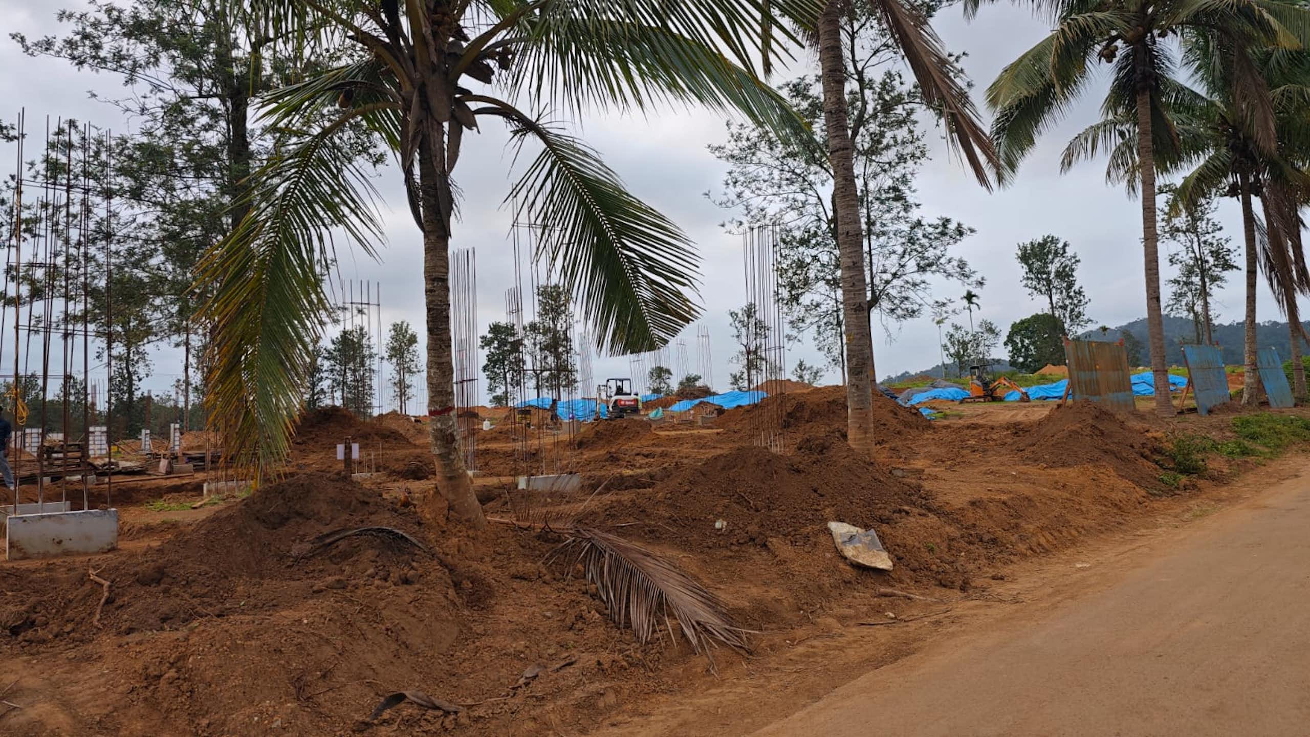 building on land with palm trees in India