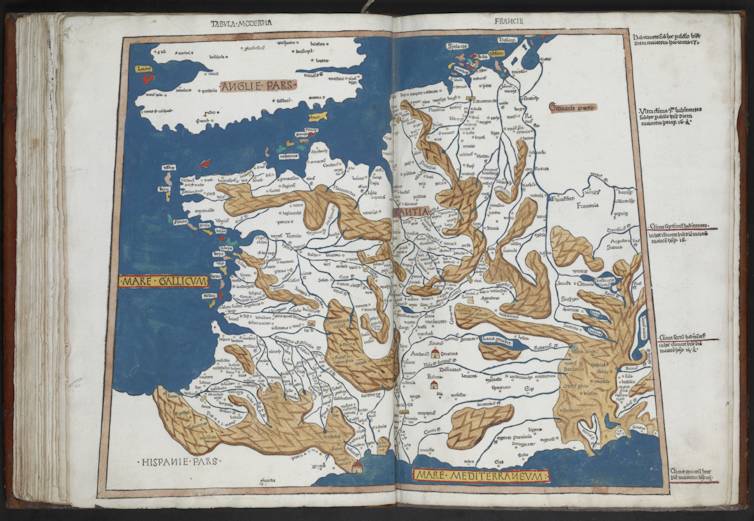 How the primary Bible to incorporate a map helped unfold the theory of nations with borders 1 Map of France from Ptolemy's Cosmographia.