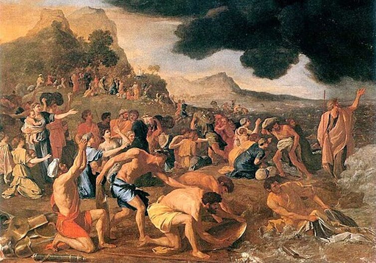How the primary Bible to incorporate a map helped unfold the theory of nations with borders 3 Nicholas Poussin's The Crossing of the Red Sea 1633-34