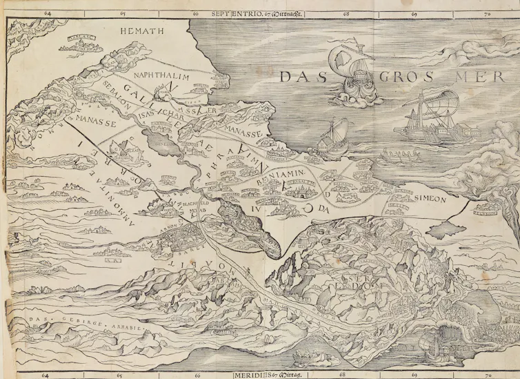 Lucas Cranach the Elder's map of the Holy Land in Christopher Froschauer's Old Testament.