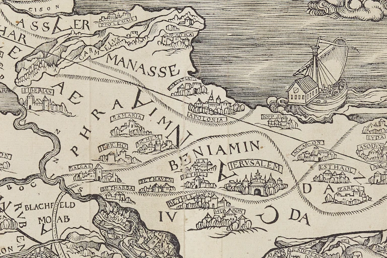 The modern map of the Holy Land in Christopher Froschauer’s 1525 Old Testament.