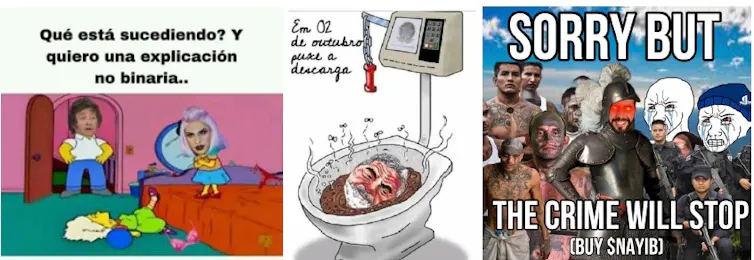 How Latin The us’s proper use humour – and why it has deep ancient roots 1 Montage of Telegram memes in which Milei is depicted in a mock non-binary joke, Lula portrayed as excrement and Bukele shown as a medieval warrior.