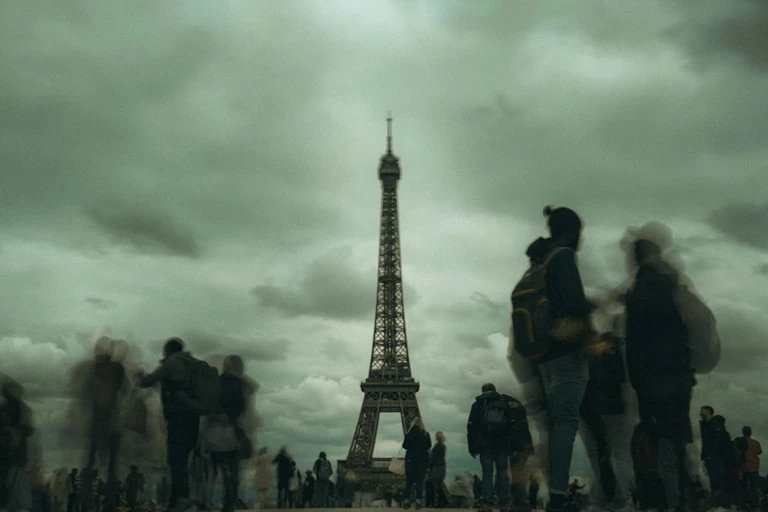 A stormy day at the Eiffel Tower.