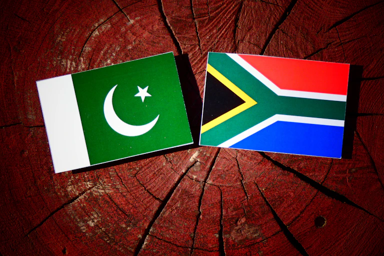 Flags of Pakistan and South Africa