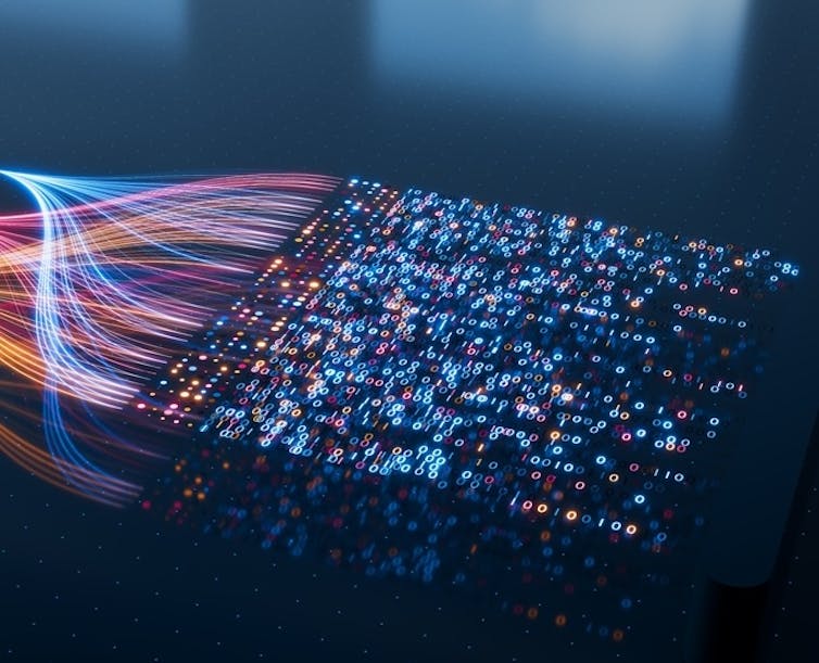 An illustration of a machine handling data.