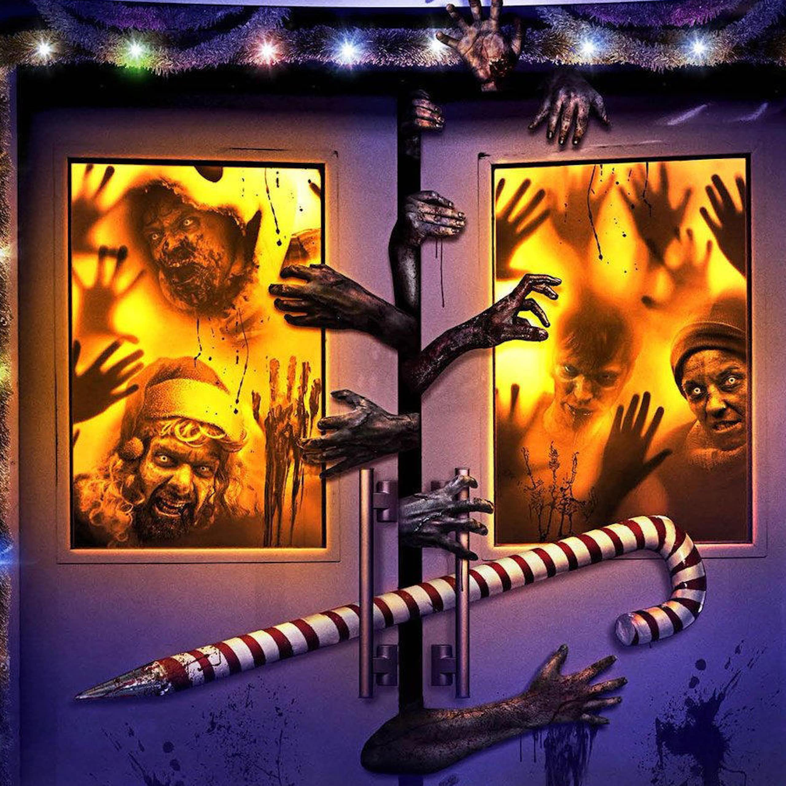 Zombies stuck inside a theatre's doors