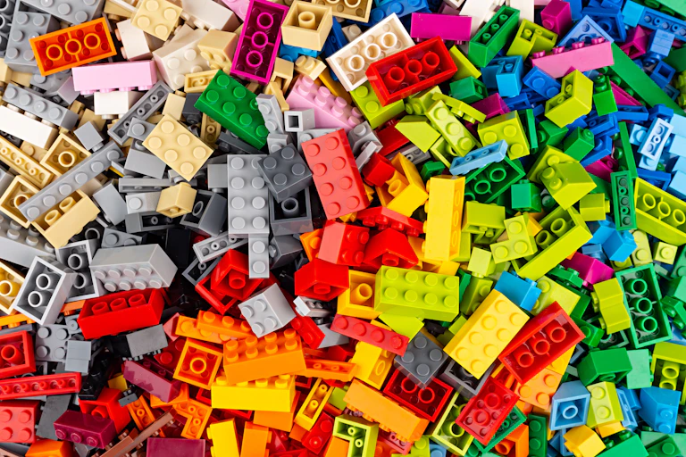 Pile of plastic building bricks