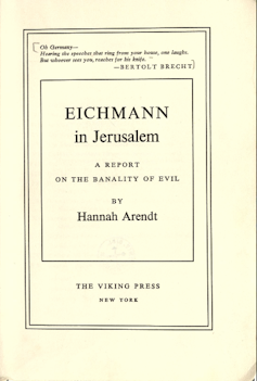 Portada del libro _Eichmann en Jerusalén_ en 1963.