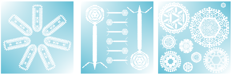 The twelve viruses of Christmas, and learn how to make your personal – out of paper 2 Three snowflake-like images of viruses