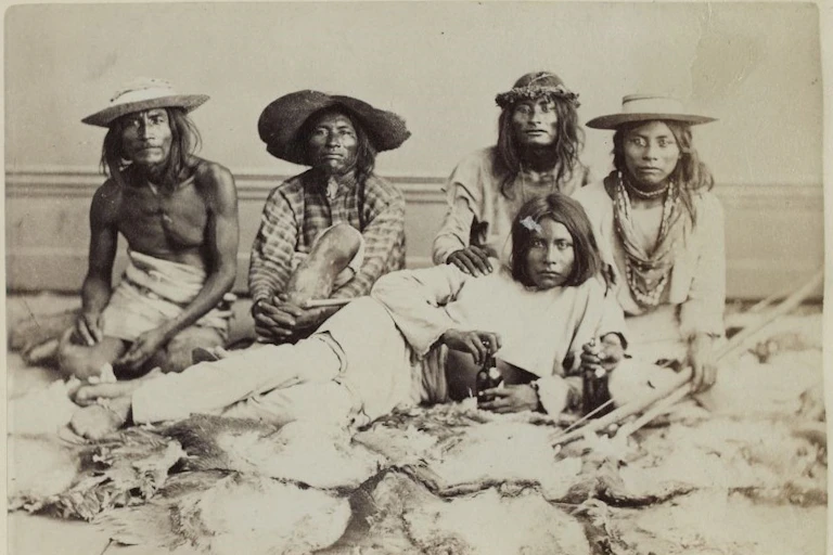 Indígenas de Seris Sonora (México) retratados por Alfredo Laurent en 1865.