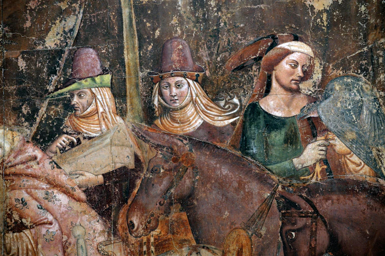 Fresco painting showing three women