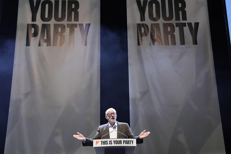 Jeremy Corbyn giving a speech.