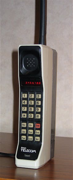 A large, clunky phone.