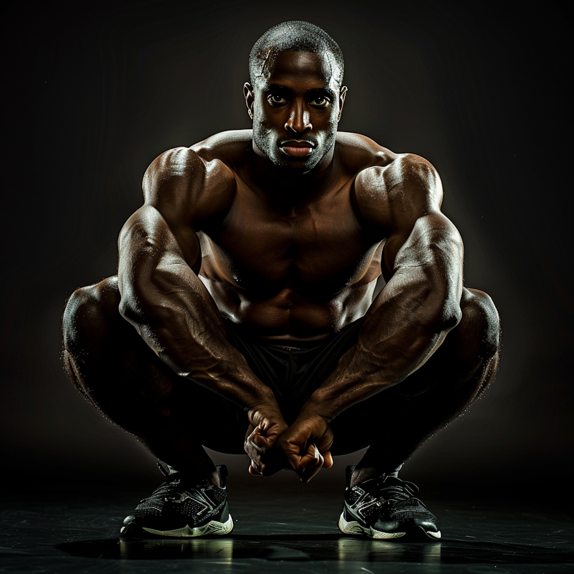 Un hombre negro muy musculoso.