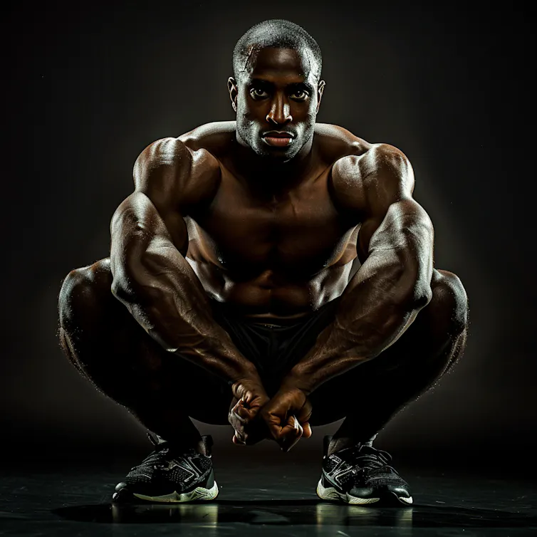 Un hombre negro muy musculoso.